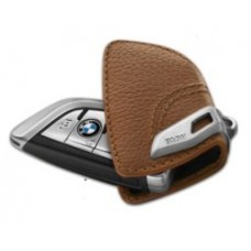 Кожаный футляр BMW для ключей со стальным зажимом, цвет Brown (коричневый)