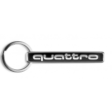 Металлический брелок с карабином Audi Key ring quattro, black/silver