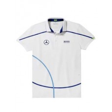 Мужская футболка поло Mercedes-Benz Men's Polo Shirt, Hugo Boss, White / Navy (XXL)