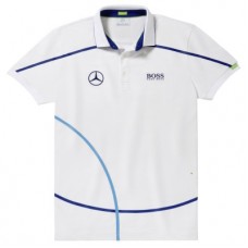 Мужская футболка поло Mercedes-Benz Men's Polo Shirt, Hugo Boss, White / Navy (L)